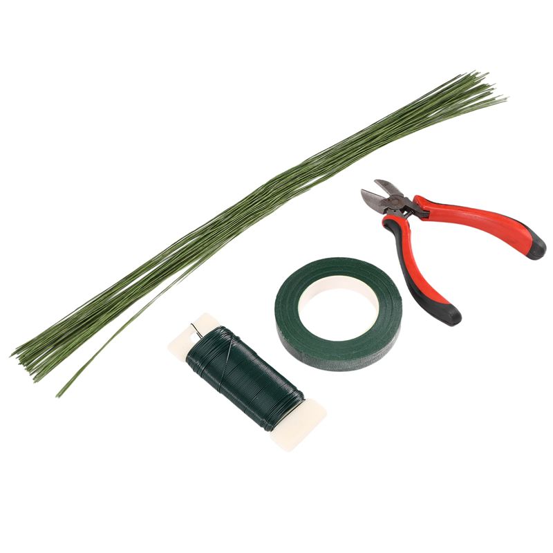 Wire Stem Florist - ชุดเครื่องมือจัดดอกไม้ ABJT พร้อมเทปพันก้านดอกไม้ ลวดพันก้านสีเขียว ลวดสำหรับจัดช่อดอกไม้ อุปกรณ์พันก้านดอกไม้สำหรับนักจัดดอกไม้