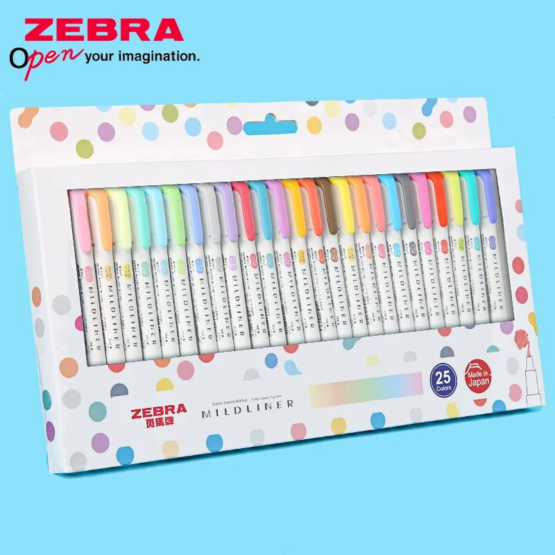 Zebra Pen Mildliner - ปากกาไฮไลท์ Zebra mildliner WKT7ปากกาเน้นข้อความสองหัว set pulpen