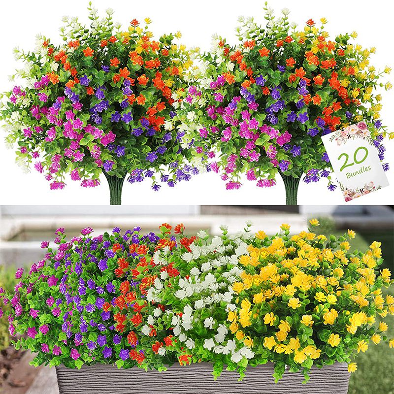 Florist Supply Vases - ดอกไม้ประดิษฐ์ยูคาลิปตัส บีบี้เบรธ 3/6 ชิ้น สำหรับงานเทศกาล งานแต่งงาน