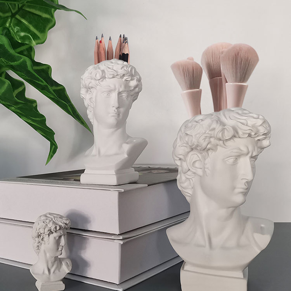 Florist Supply Vases - ที่ใส่ปากกาดีไซน์สร้างสรรค์ กระถางดอกไม้ ที่เก็บแปรงแต่งหน้า รูปปั้นหัวคน เรซิ่น แจกันเดวิด