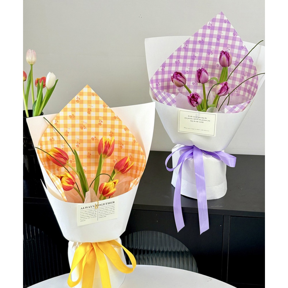 กระดาษห่อดอกไม้ลายตารางกุหลาบส - Flower Wrap Kraft บทวิจารณ์และราคา
