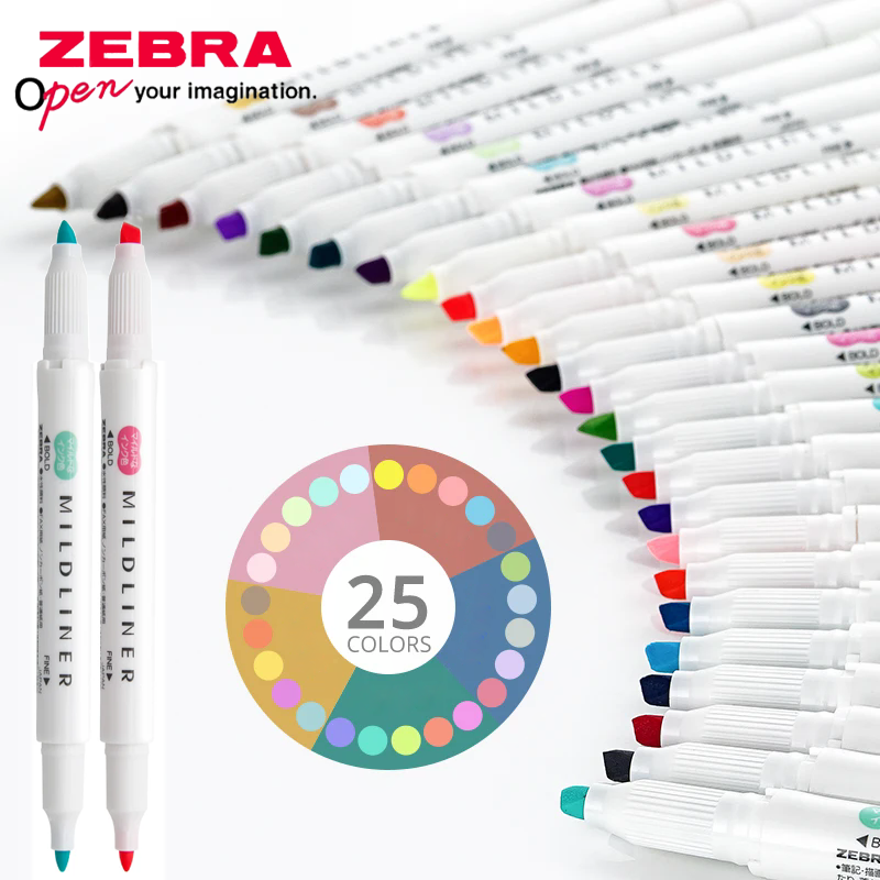 25 สีญี่ปุ่น ZEBRA Mildliner H - Zebra Pen Mildliner บทวิจารณ์และราคา