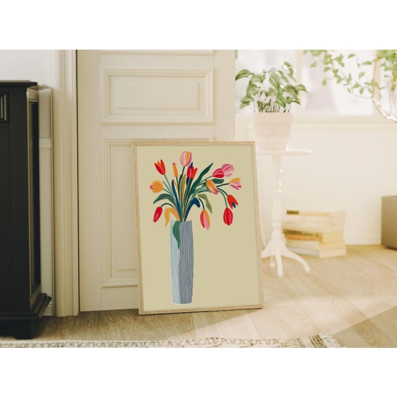 ภาพพิมพ์ดอกทิวลิปบนผ้าใบ 2 ชิ้ - Florist Supply Vases บทวิจารณ์และราคา